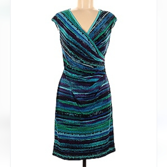 EVAN PICONE BLACK LABEL Dresses & Skirts - EVAN PICONE Black Label faux wrap short sleeve stretch bodycon green sz 12 dress